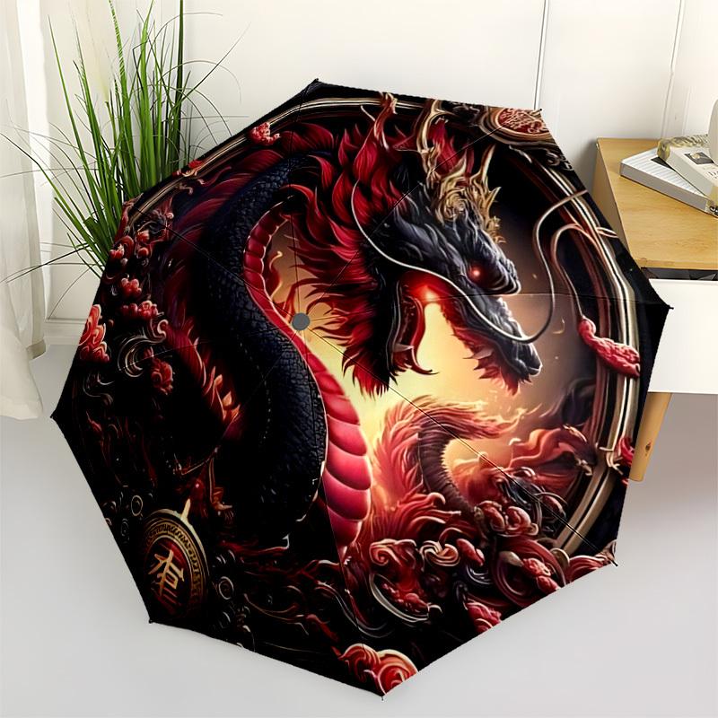1pc Dragon Symbol Automatic Umbrella - Automatic Opening And Closing, Sturdy Iron Frame, Formal Occasions Yy251018162