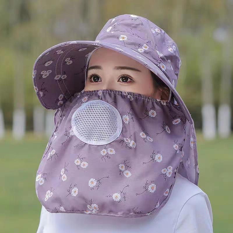 Sunscreen hat women's new summer hat face covering sun hat face mask cool hat UV protection tea picking cycling sun hat