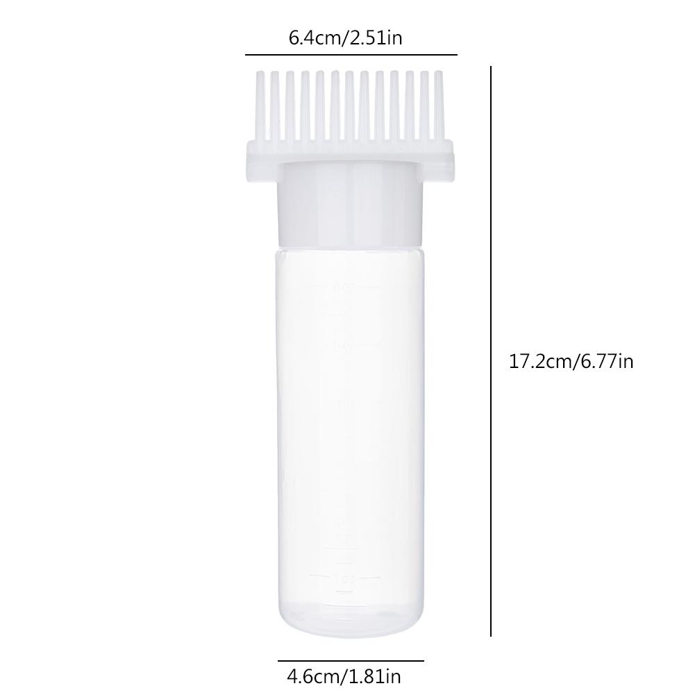 180ml with Graduated Scale Empty Hair Comb Applicator Refillable Multicolor Root Comb Applicator Bottle for Hair Oil Salon Care