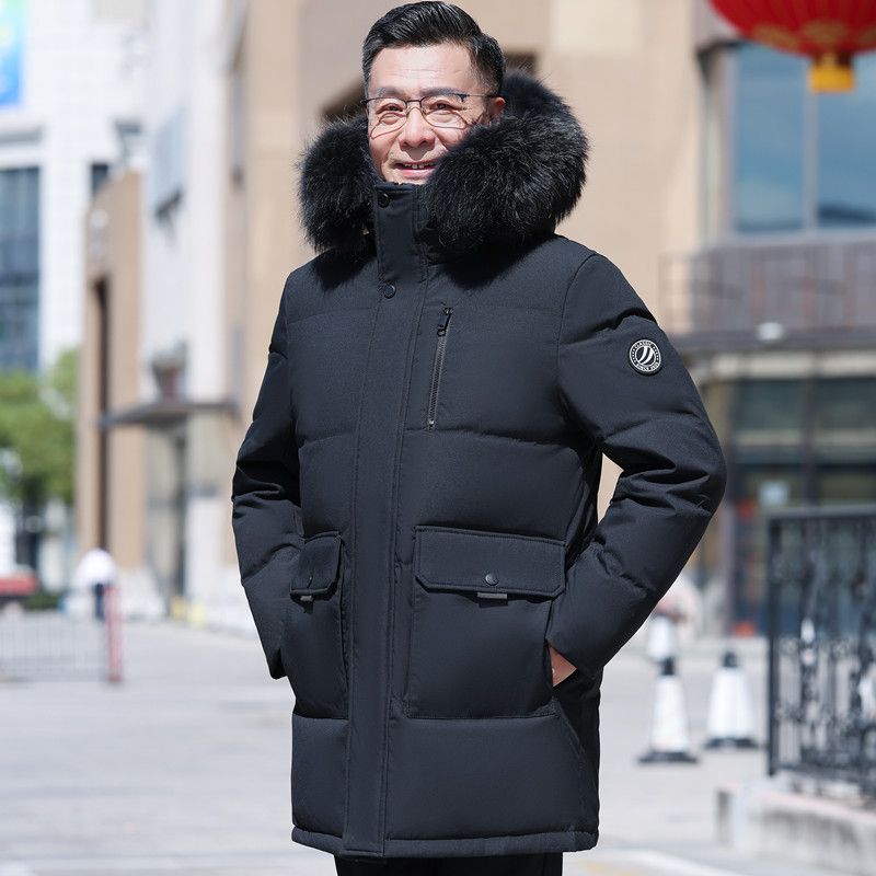 Winter Thick Down Jacket for Middle-aged and Elderly Men White Duck Down Jacket