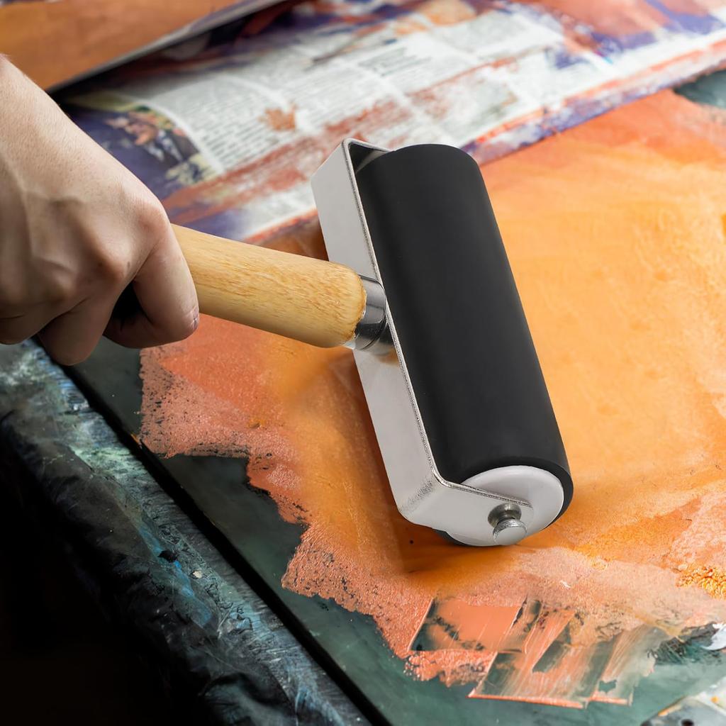 Ciieeo 4 Pcs Rubber Brayer Rubber Roller Ink Stamping Roller Rubber Brayer Roller Rollers Oil Painting