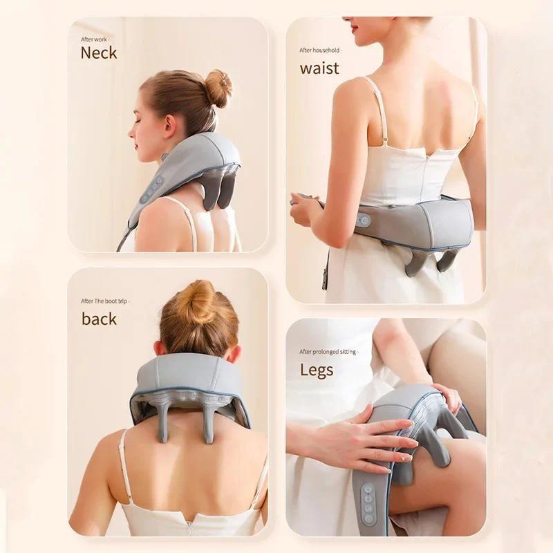 Health Care Neck Shoulder Kneading 3D Massage Pillow Back Muscle Relaxing Massage Shawl Wireless Electric Neck Massager