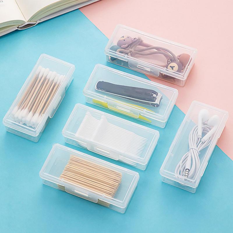 Transparent Portable Storage Box Cotton Swab Earrings Necklaces Jewelry Storage Box Dustproof Travel Medicine Storage Container