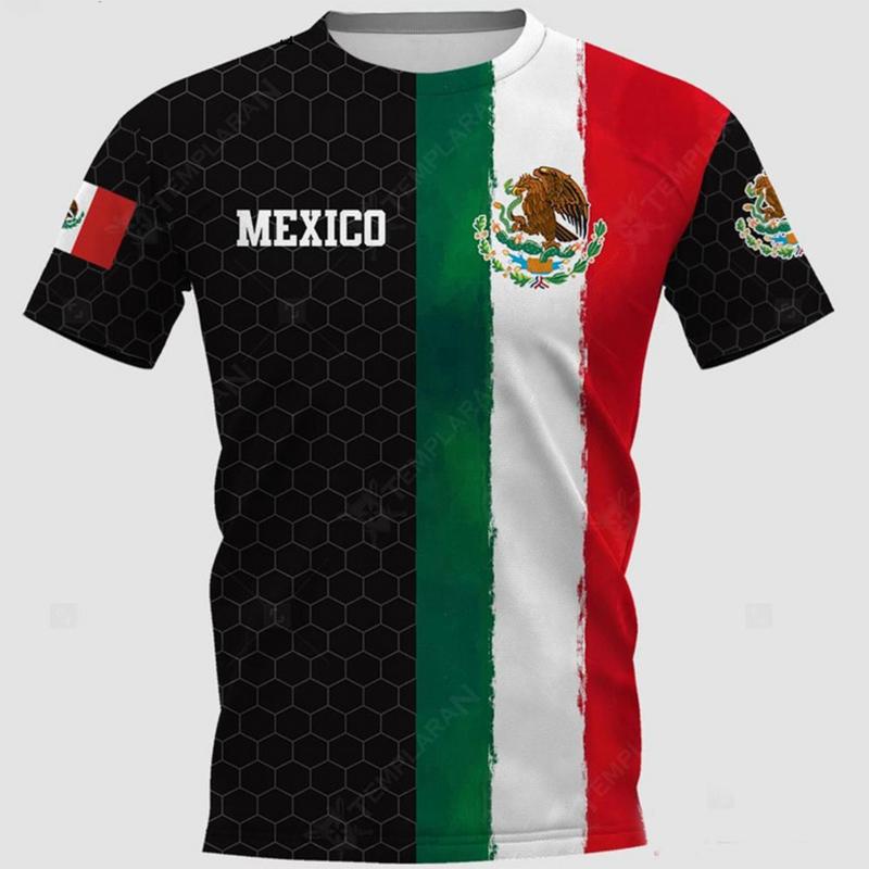 Fashion Mexico National Flag Print T Shirt For Men Funny 3D Eagle Pattern Short Sleeve Summer Casual O-neck Loose Top Men's Tees