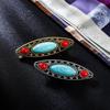 Artistic Turquoise Oval Hair Clip - Retro Fashion for Girls