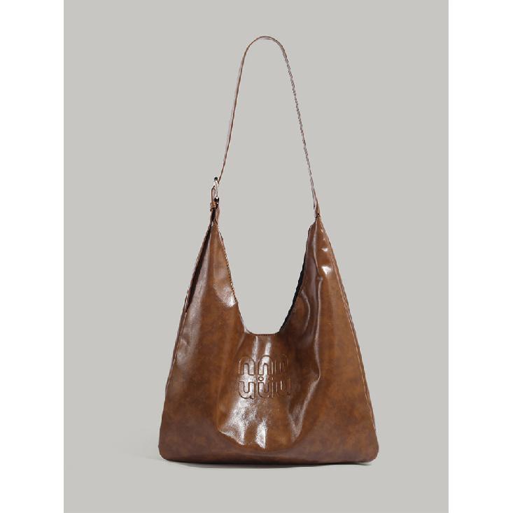 

2024 New Trendy Melad Retro Tote Bag Large Capacity Bag for Women High-end Soft Leather Shoulder Crossbody Bag коричневий