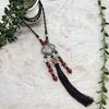 New Forest handmade ceramic necklace, women's retro versatile sweater chain simple long accessories pendant