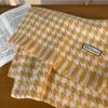 Winter Warm Couple Knitted Plaid Scarf Korean Style Versatile Tassel Contrast Color Houndstooth Scarf for Women