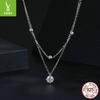 Layered Double-Layer Moissanite Necklace, Fashionable Light Luxury S925 Sterling Silver Collarbone Chain Jewelry