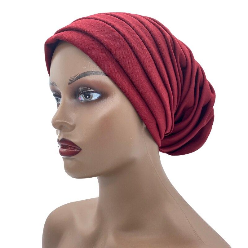 Solid Color Women Pleated Turban Hat