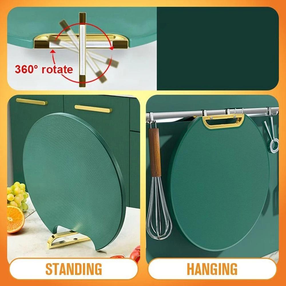 Kitchen Mold-proof PE New Cutting Board Non-slip Standing Green Cutting Board Round Double-sided Cutting Board Kitchen Supplies