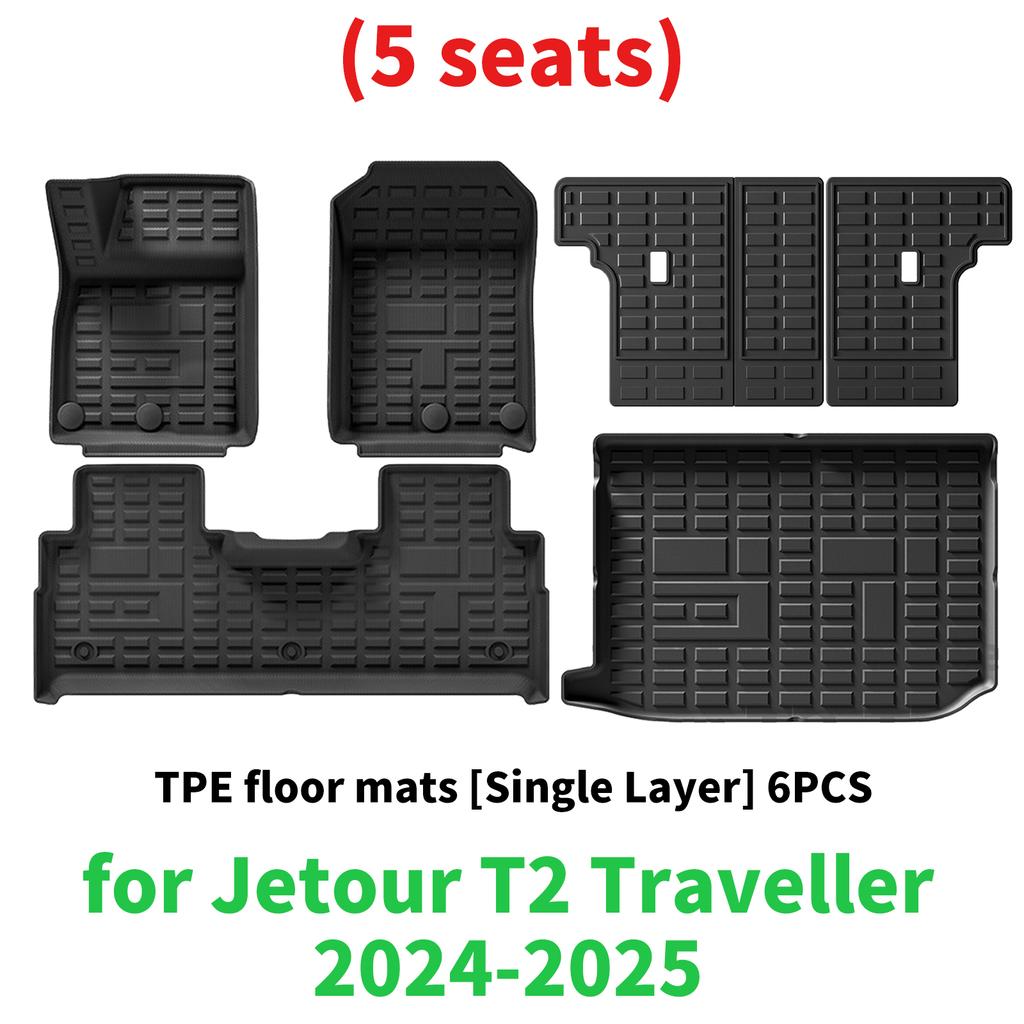 for Jetour T2 Traveller 2025 2025 Custom TPE floor Mats Full Set Eco-Friendly Waterproof All-Weather Floor Liners Accessories