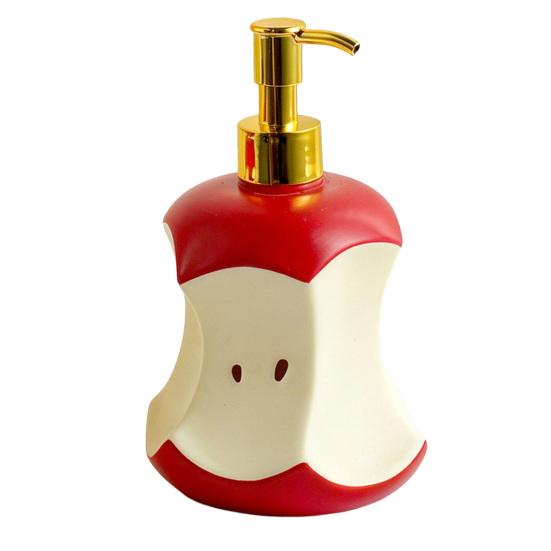 300ML Bitten Fruit Refillable Soap Dispenser, Liquid Hand Soap Shower Gel Container, Empty Pump Lotion Bottle for Bathroom Kitchen