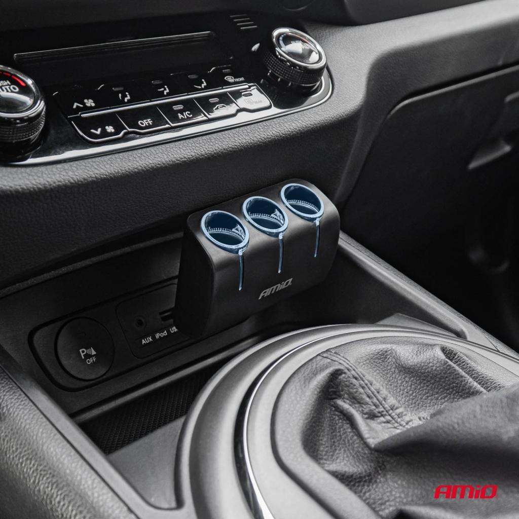Cigarette lighter socket splitter 12V 24V 120W 90° AMIO-04358