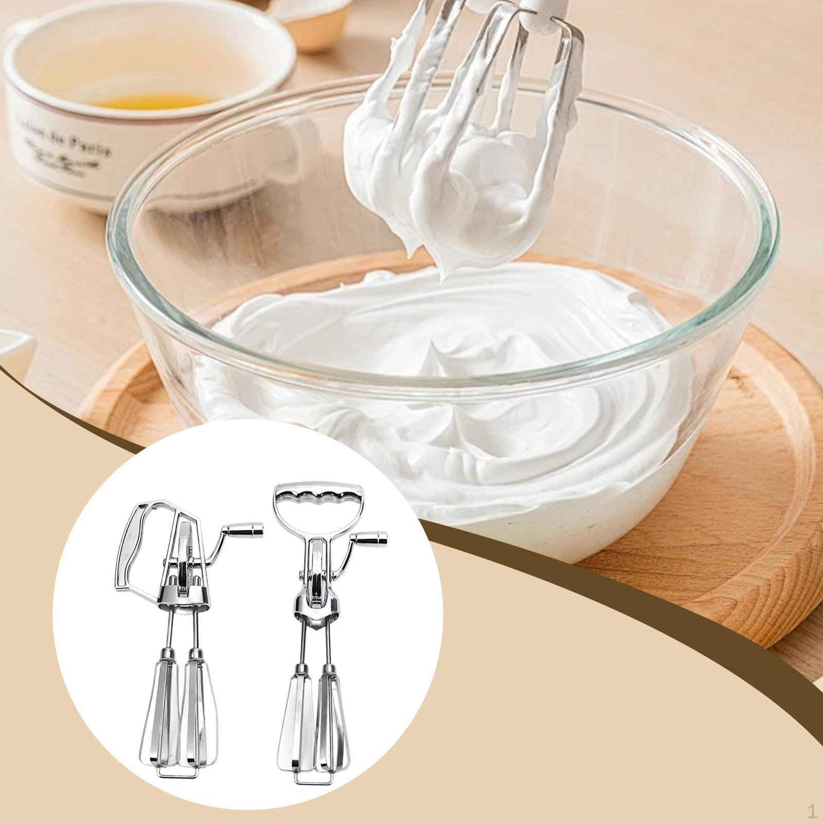 

2x Manual Rotary Egg Beater Hand Crank Whipper for Eggs Cream Batter Double Heads Versatile Retro