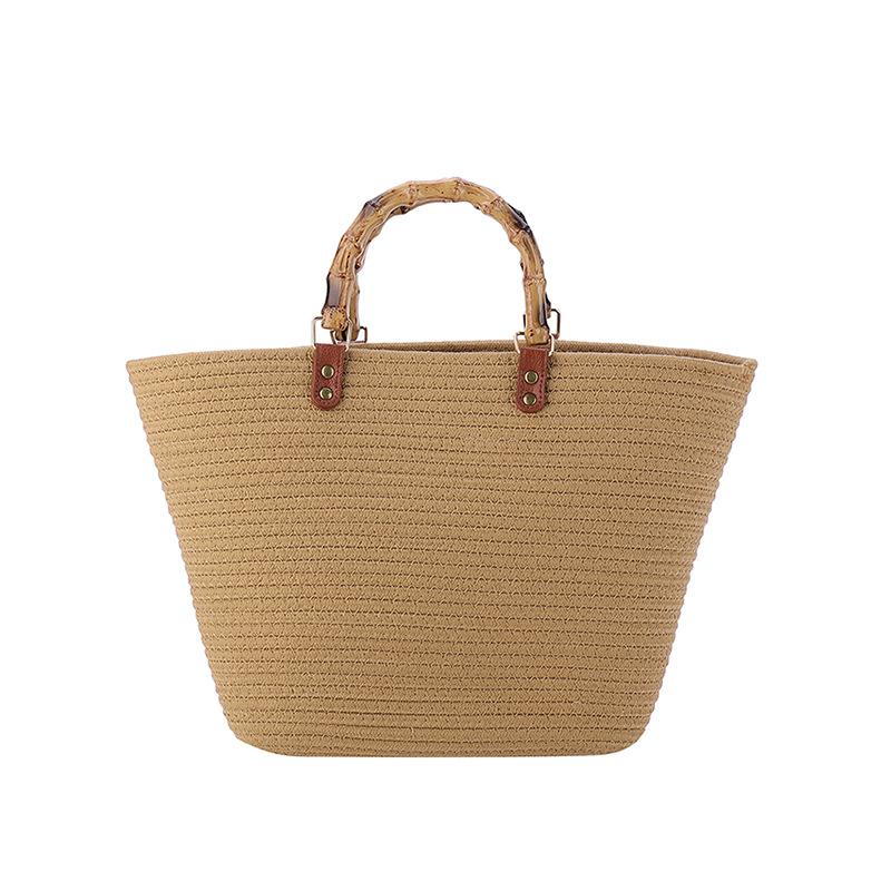 Temperament Popular Woven Women's Bags New Fashion Bags Splicing Shoulder Large Capacity Bamboo Handbag