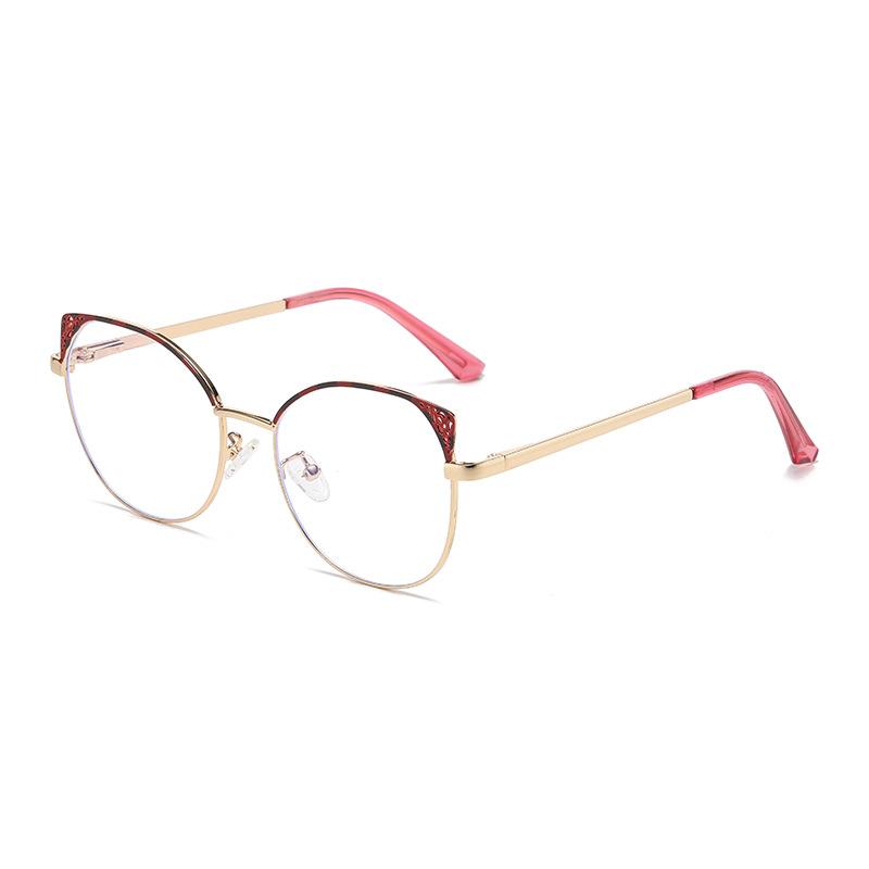 

91260 Новые модные анти-синий свет металлический полое плоское зеркало, простое лицо и тонкие кошачий глаз пружинные очки ноги