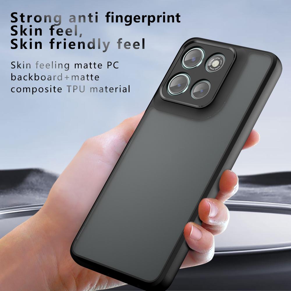 For Motorola Moto G56 5G/G66j 5G Case Skin-Touch TPU+PC Matte Phone Shell,Transparent Black