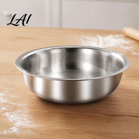 Large Capacity Dough Kneading Basin Stainless Steel Mixing Bowl Kitchen Prep Bowl for Flat Bottom Soup Pot Washing Vegetables Heavy Duty Home Multi
