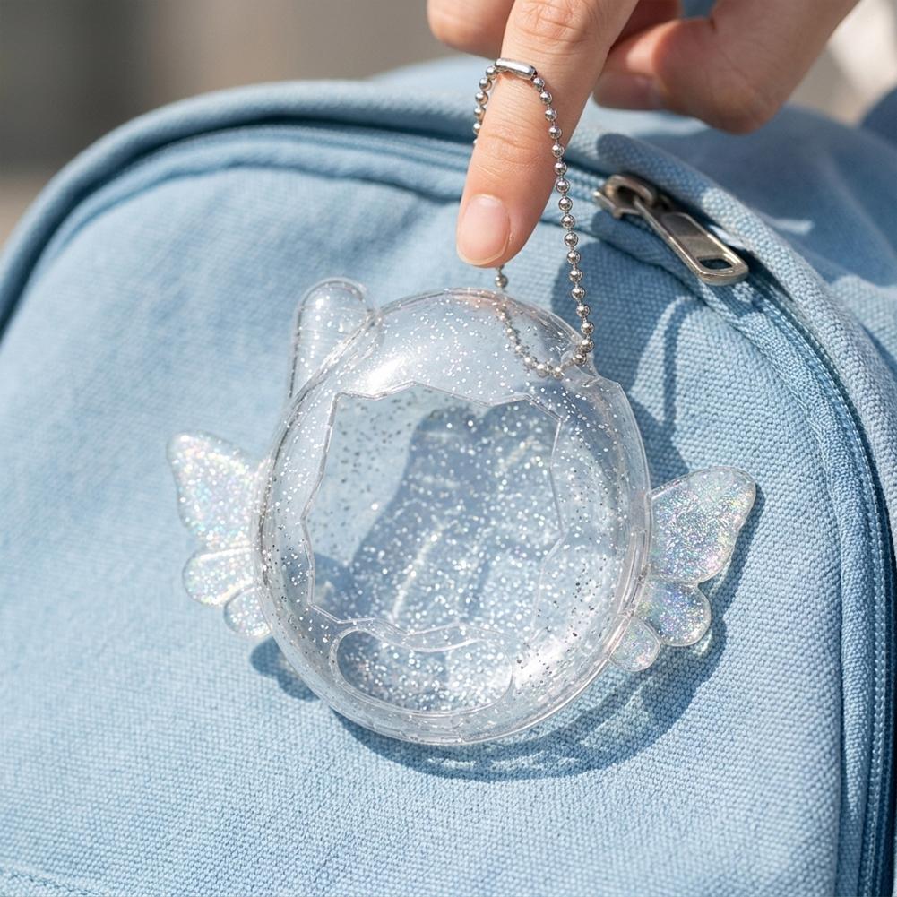 Clear Glitter Protective Case For Tamagotchi Connection V3 Cartoon Angel Bat Wing Anti-drop Shell Anti-Scratch Full Cover