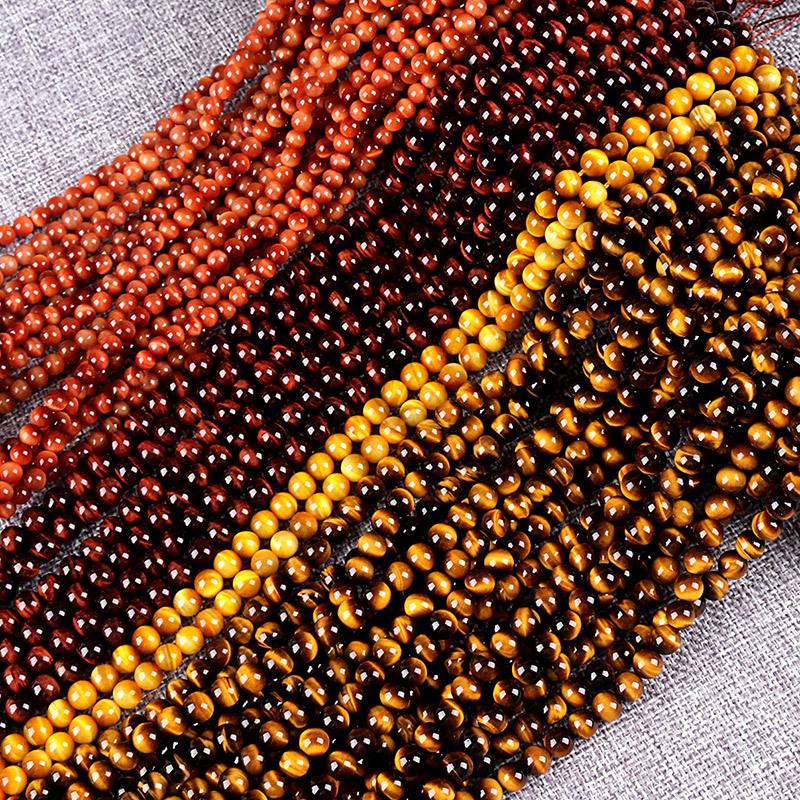 Multi-Gem Tiger Eye Beads: Yellow, Red, Gold, Sun