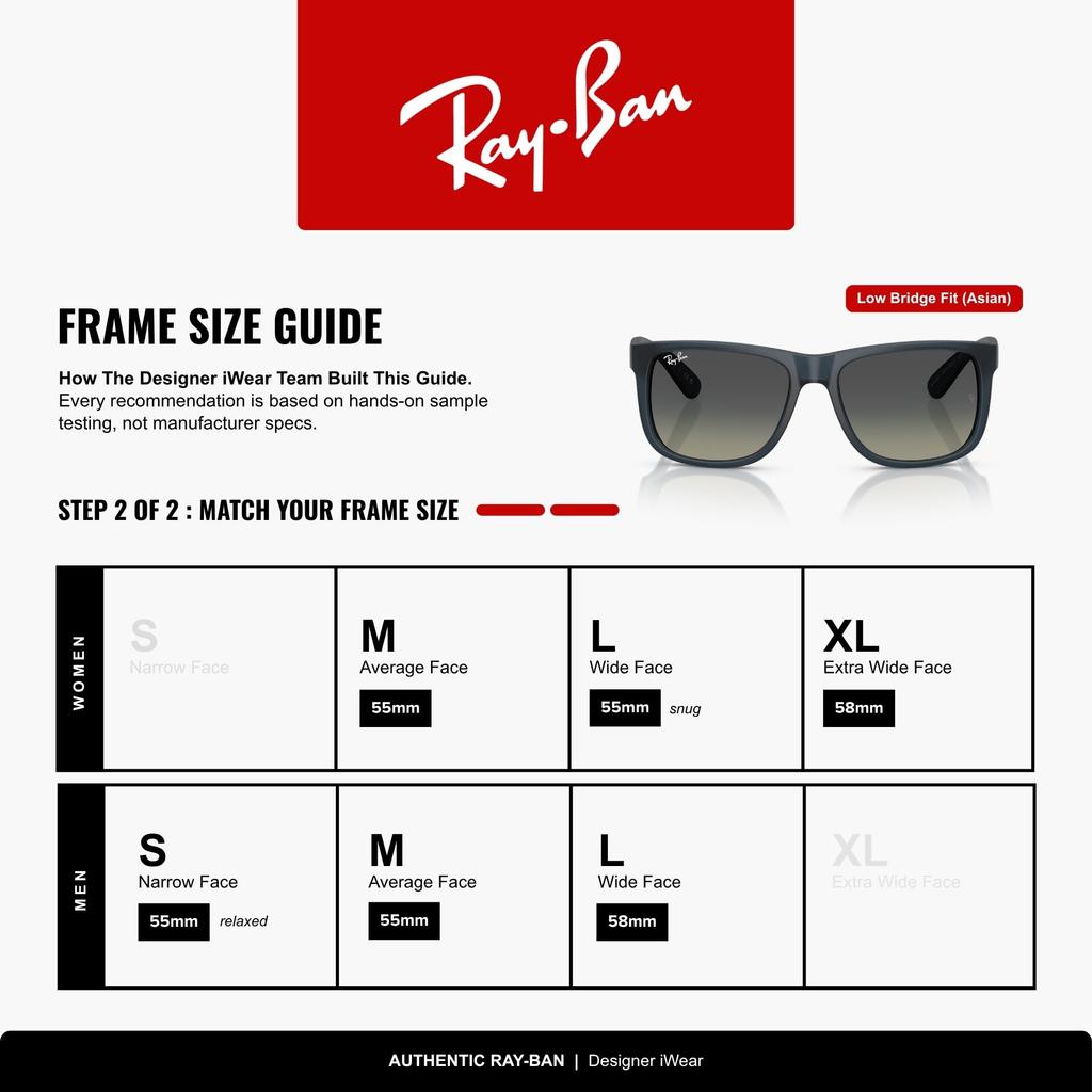 Sunglasses 0RB4165F JUSTIN RUBBER BLUE GRADIENT GREY 68131155 Asian Fit Polarized [Ray-Ban] (Blue/Grey)