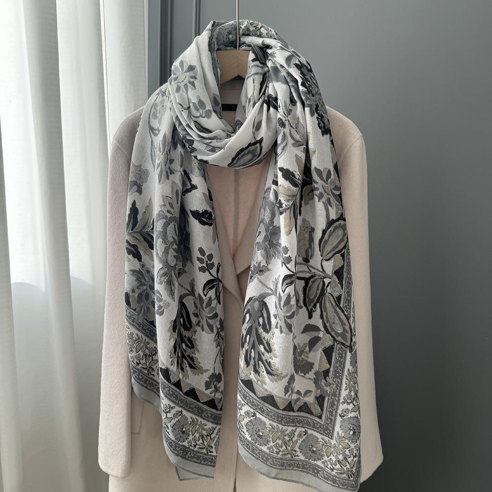 Cotton and Linen Scarf for Women 180x90cm Breathable and Soft Warm Autumn and Winter Shawl