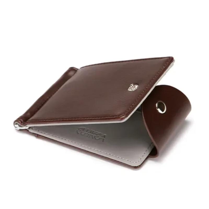 Leather bag Zuid-Korea Stijl Geldclip Heren Portemonnee Ultradunne Slanke Portemonnee Mini Drukknoop Lederen Portemonnee Zakelijk ID Creditcardhouder
