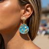 Design Sense Blue Shell Pearl Stud Earrings For Women Exquisite Conch Scallop Crab Pendant Earring Summer Beach Party Jewelry