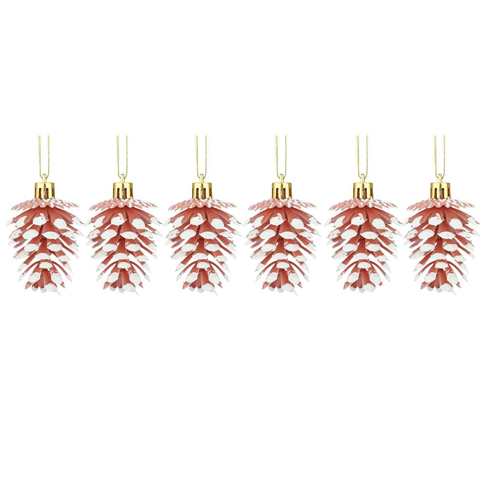 

Pack of 6 Colorful DIY Christmas Pine Cone Ornaments for Tree Decorations Holiday Festive Plastic Hanging Decor рожевий колір золота