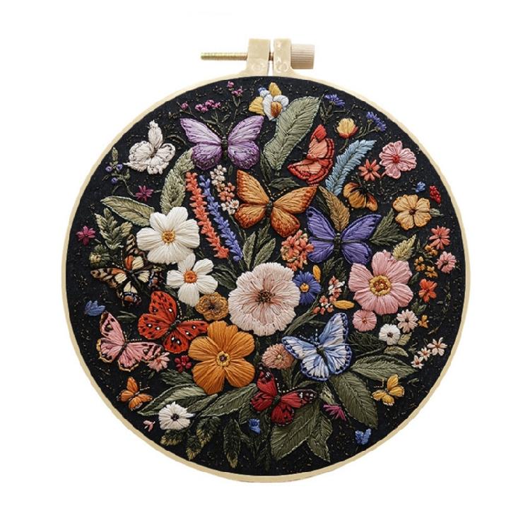 Easy Embroidery Set Butterfly Craft All Materials High Quality Cotton Fabric For Relaxing Activity