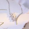 Exquisite Zircon Flower Women Pendant Necklace Fashion Beautiful  Sterling Silver Chain Wedding Girlfriend Choker