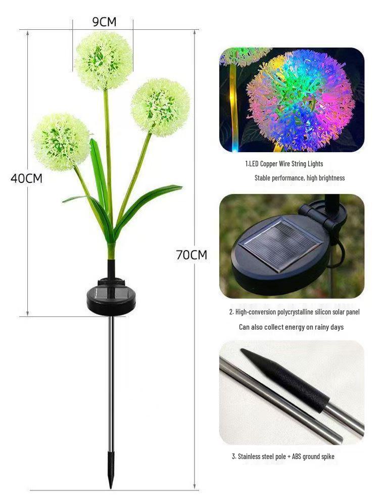 Crossled Outdoor Solar Dandelion Stake: Colorful Garden Atmosphere Light