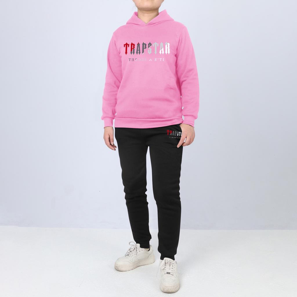 Children's Hooded Athletic Tracksuit Unisex Two-Piece Running Clothing Long Sleeve Pullover Hoodie Sweatshirt + Track Pants Set