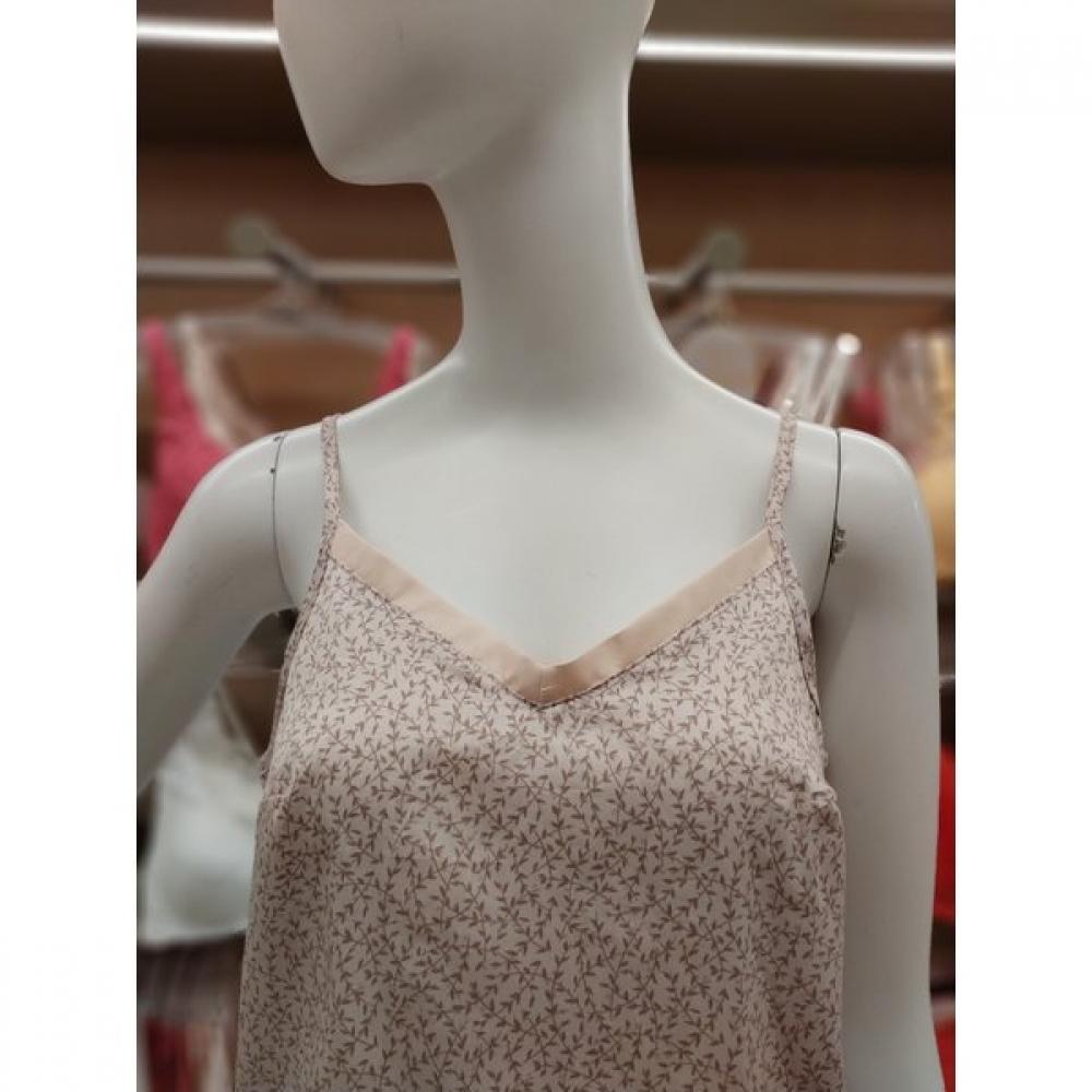 Barbara Pink Silk Cotton 100  Flower Pattern Chemisole  Acs4564s 