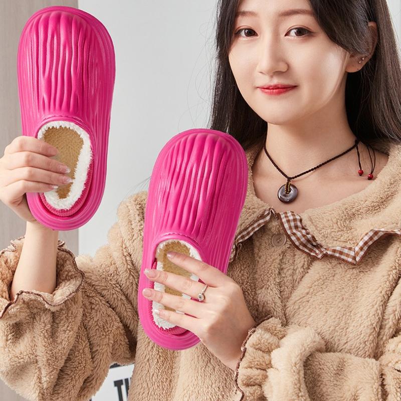 Zimní zateplené Dámské Pantofle Běžné Plyšové Ploché Domácí Vodotěsné Neklouzavé Boty Vnitřní Venkovní Silná platforma Domová pantofle