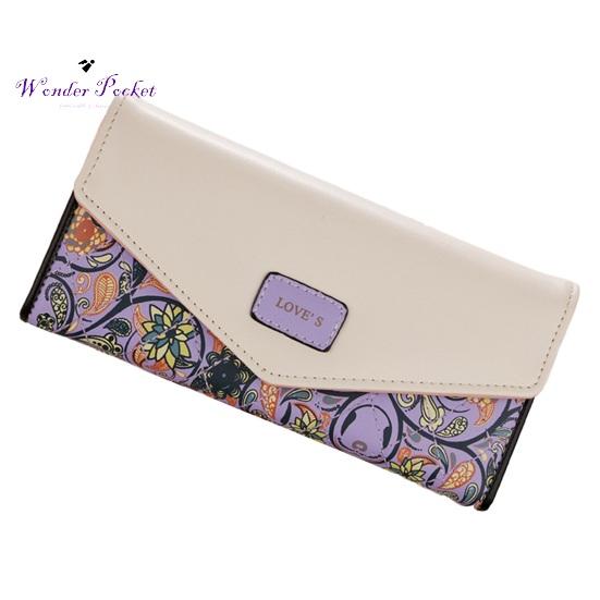Portfel damski kształt koperty Vintage kwiat romb drukuj długi przenośny ze sztucznej skóry o dużej pojemności mocne szwy torebka damska dla dorosłych odzież erotyczna
