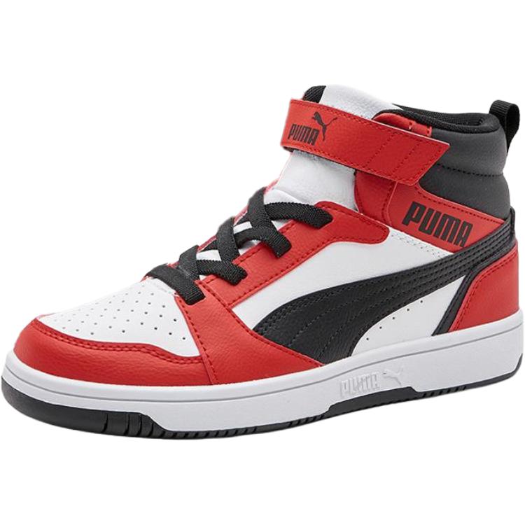 Puma Rebound V6 Mid Ac Jr Versatile Comfortable Mid-Top Kids Skate Shoes Kids Skate Shoes Red White Black 404317-02
