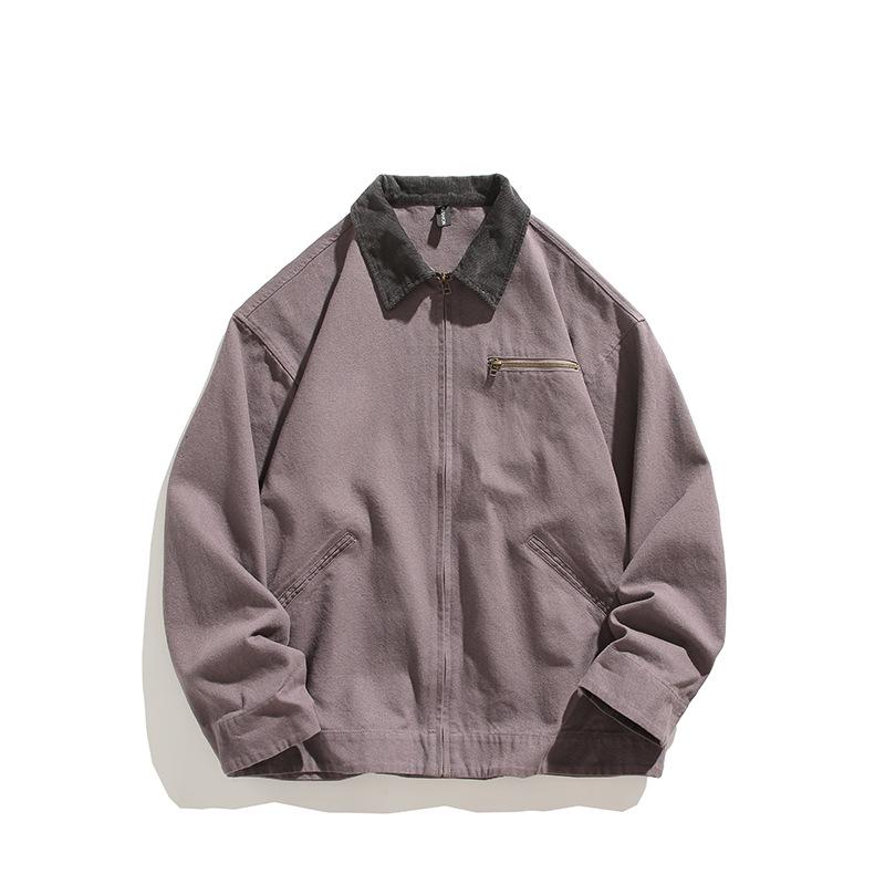 2024 Autumn Men's Casual Japanese Style Color Block Multi-Pocket Workwear Jacket