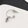 Silver Tone Spike & Black Bead Hoop Earrings, Gothic Punk Rock Rivet Drop Earrings for Women