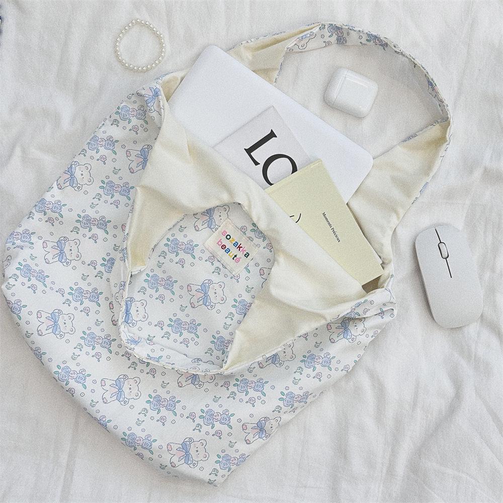 Korean Summer Embossed Canvas Tote Bag - Large Capacity, Niche Design, Shoulder and Underarm Style