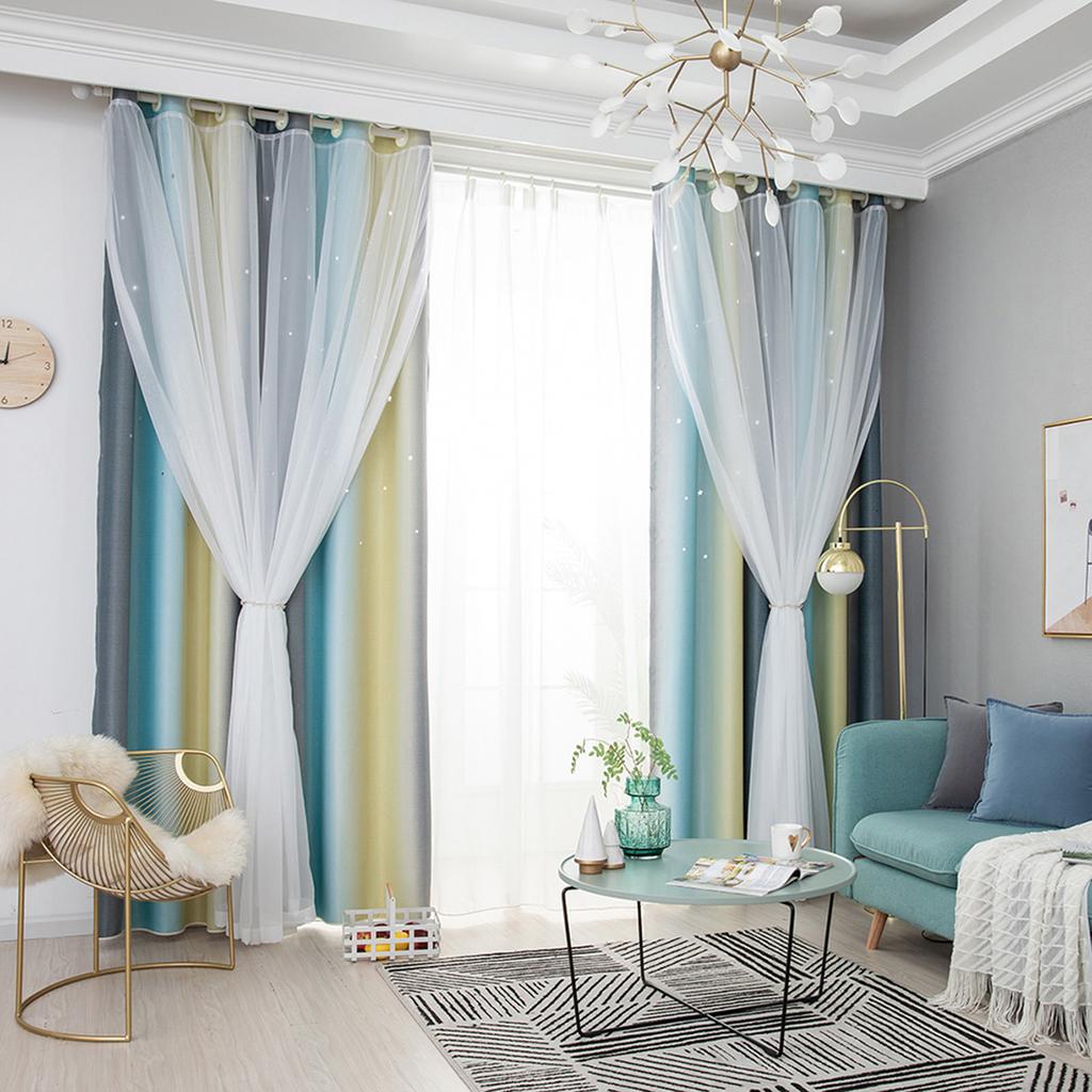 Star Curtains Stars Blackout Curtains for Kids Girls Bedroom Living Room Colorful Double Layer Star Window Curtains