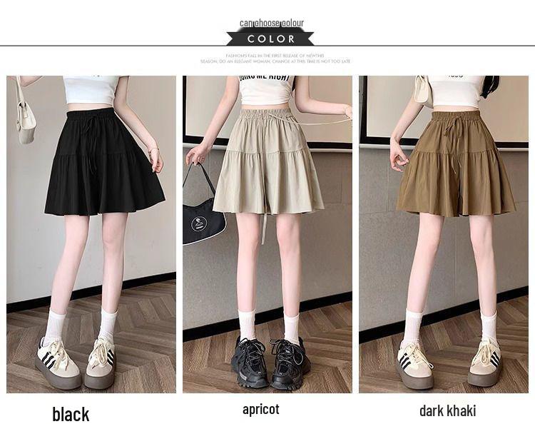 Women's Summer Ice Silk Wide-Leg Skort: Casual, Lightweight, Plus Size 5-Point Length