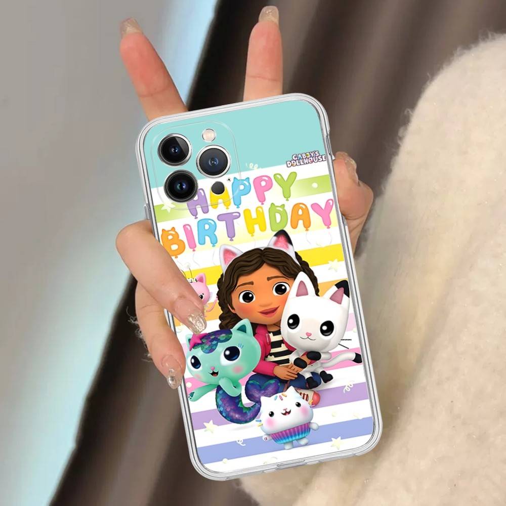 Custodia carina in TPU Silicone G-Gabbys D-Dollhouse per iPhone 11 12 13 14 15 16 17 Pro Max Cover Posteriore Trasparente Antiurto