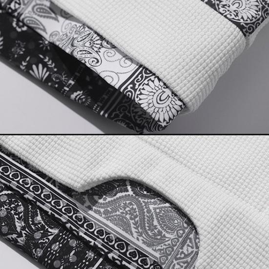 Bărbați hanorac casual cu design vafă fals din două piese cu mânecă lungă, top cu gât oana-gât, pulover de îmbinare pentru petrecere streetwear