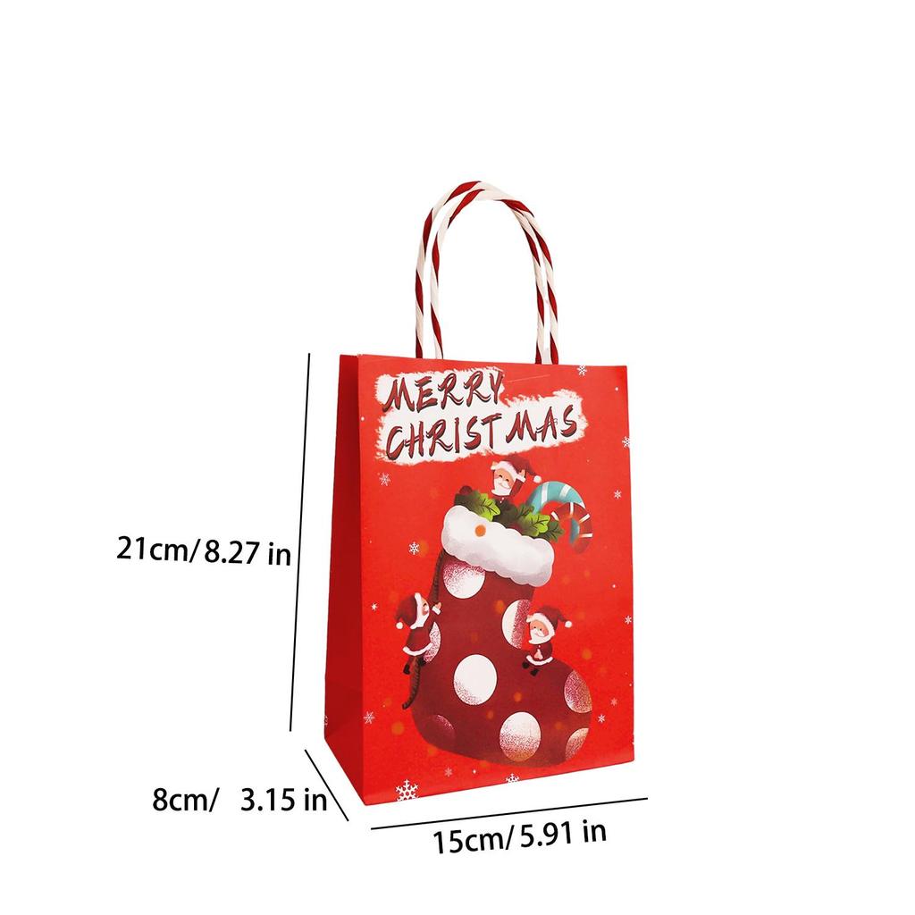 Christmas Kraft Paper Bags Eco Friendly Cookie Packaging Handbags for Kids Candy Snack Storage Xmas Party Decoration Supplies