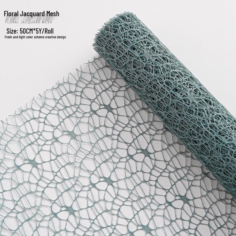 Korean Style Floral Jacquard Mesh Bag for Wrapping Fresh Flowers and DIY Gifts