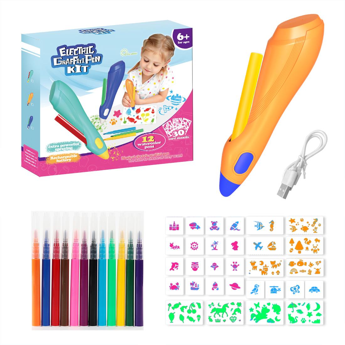 Electric Watercolor Spray Pen Children S Hand-Painted Color Paintbrush Washable 12 Color Spray Pen Children S Christmas Gift Set