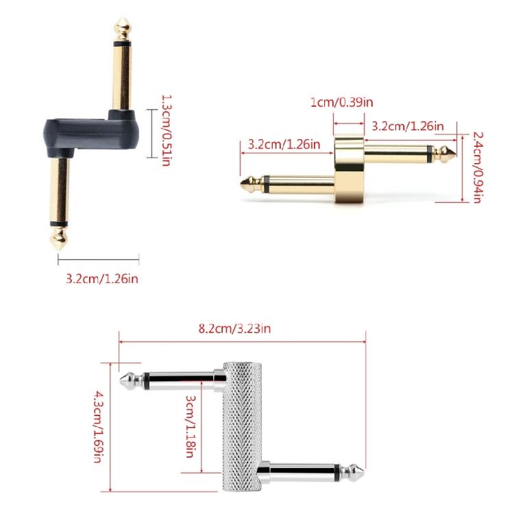 3 Pack Pedal Coupler 6.35mm 1/4'' Male to Male Coupler Jack Plug Adapter Z Typed