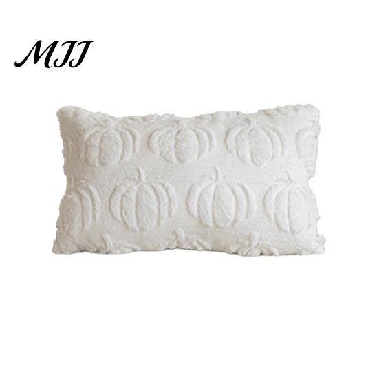 Fall Decor Pillow Case Pumpkin Pattern Pillowcase Solid Color Hide Zipper Soft Wool Pillowcases Velvet Halloween Cushion Cover Home Durable